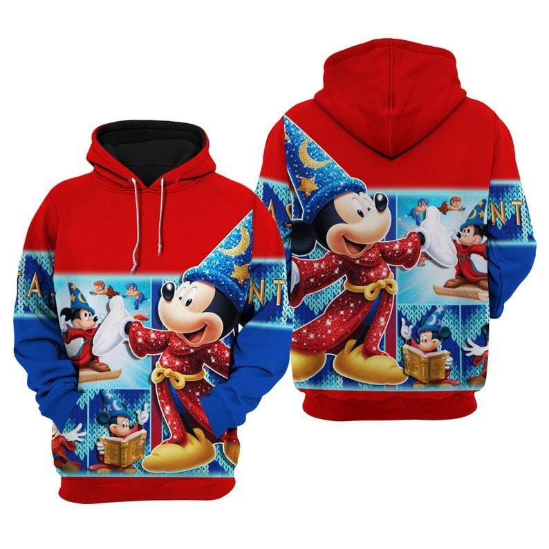 Magic Mickey Mouse, Fantasia Mickey Mouse Cartoon All Over Print Hoodie, Zip Hoodie
