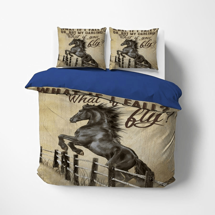 Horse Bedding Set What If I Fall But What If You Fly Duvet Covers