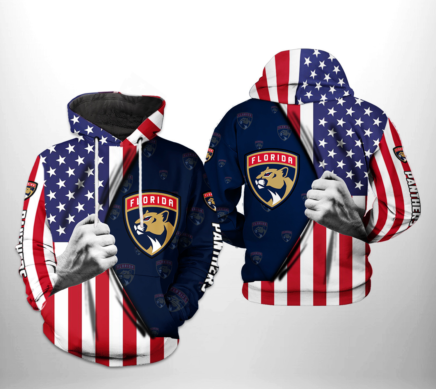 Florida Panthers US FLag 3D All Over Print Hoodie & Zip Hoodie