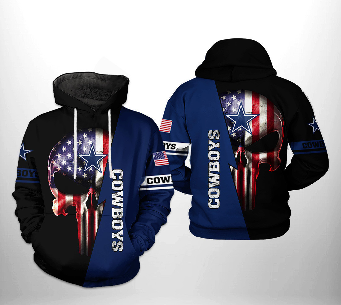 Cowboys US Flag Skull Team 3D All Over Print Hoodie & Zip Hoodie