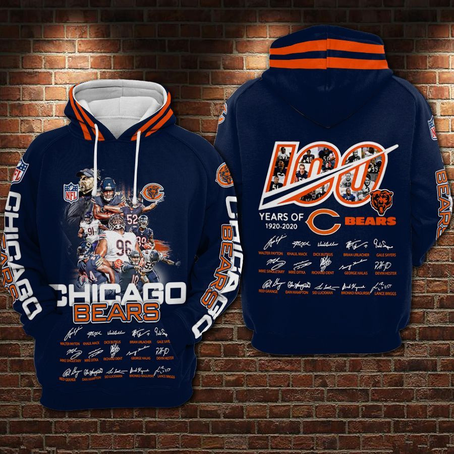 Chicago Bears Football Anniversary 3D All Over Print Hoodie & Zip Hoodie