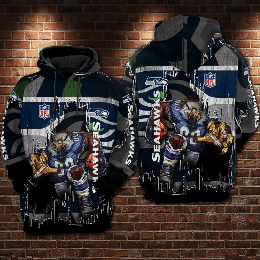 Seattle Seahawks Football Big Logo 3D All Over Print Hoodie & Zip Hoodie