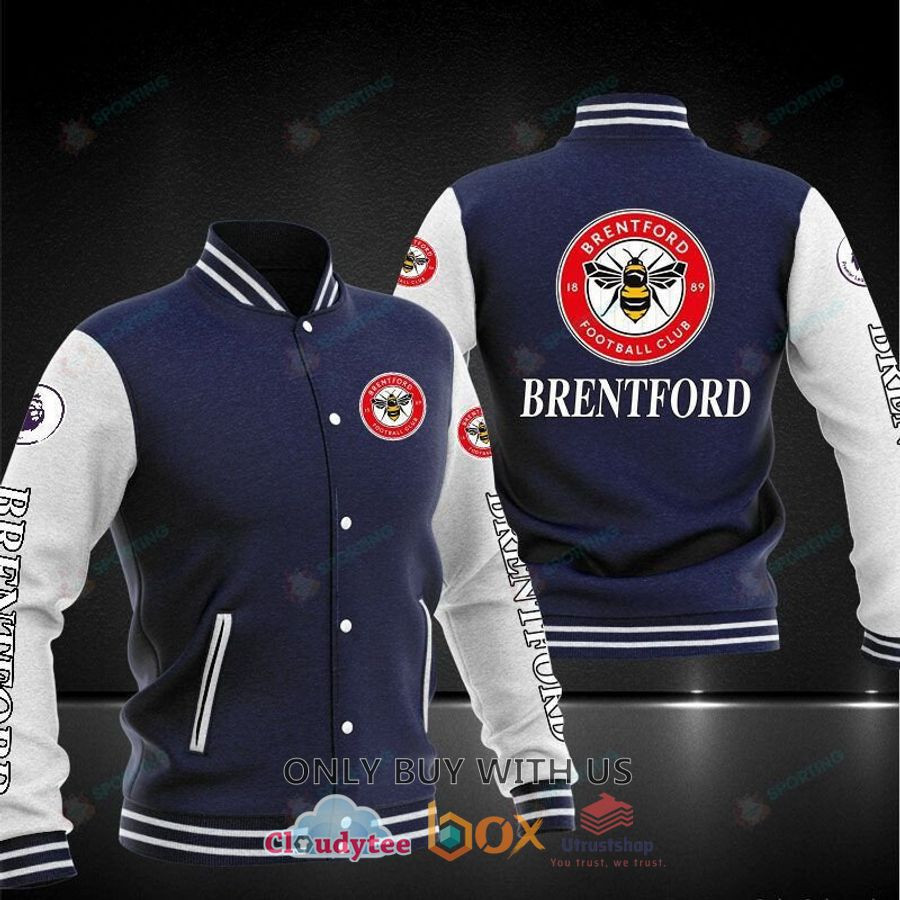 Brentford FC Dark Blue Grey Baseball Jacket
