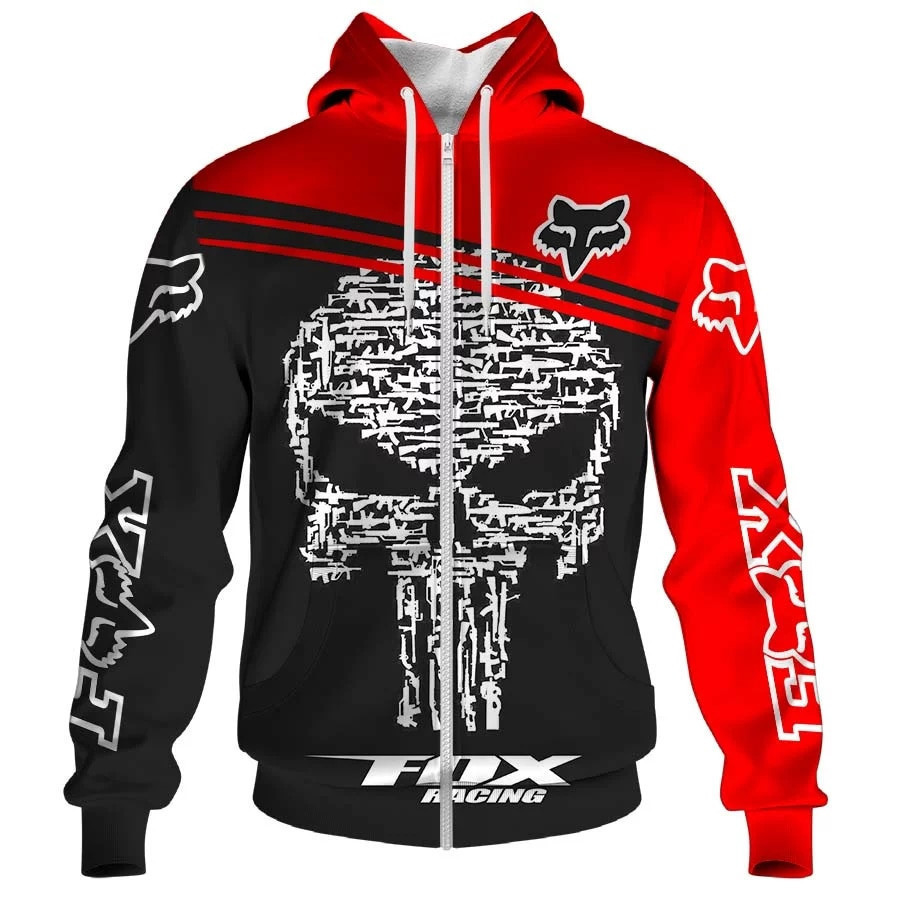 Fox Racing & Punisher Skull Nice 3D All Over Print Hoodie & Zip Hoodie