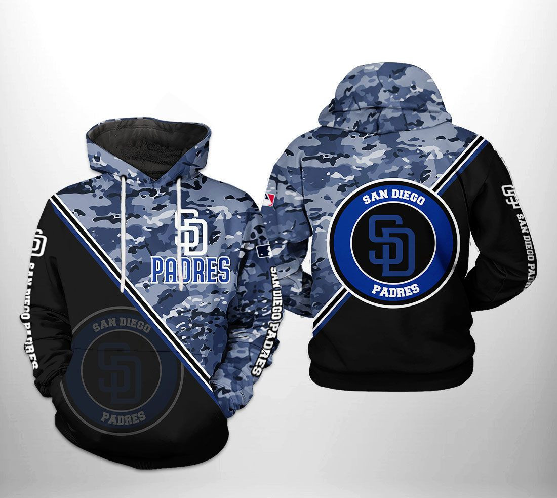 San Diego Padres MLB Camo Team 3D All Over Print Hoodie & Zip Hoodie