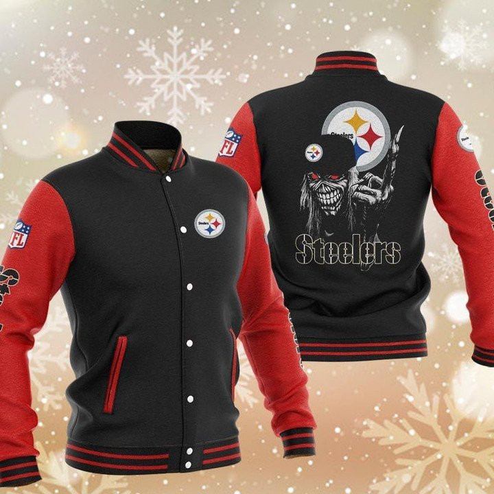 Pittsburgh Steelers Maiden Black Red Baseball Jacket