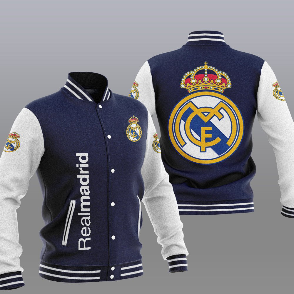 Real Madrid Dark Blue Baseball Jacket