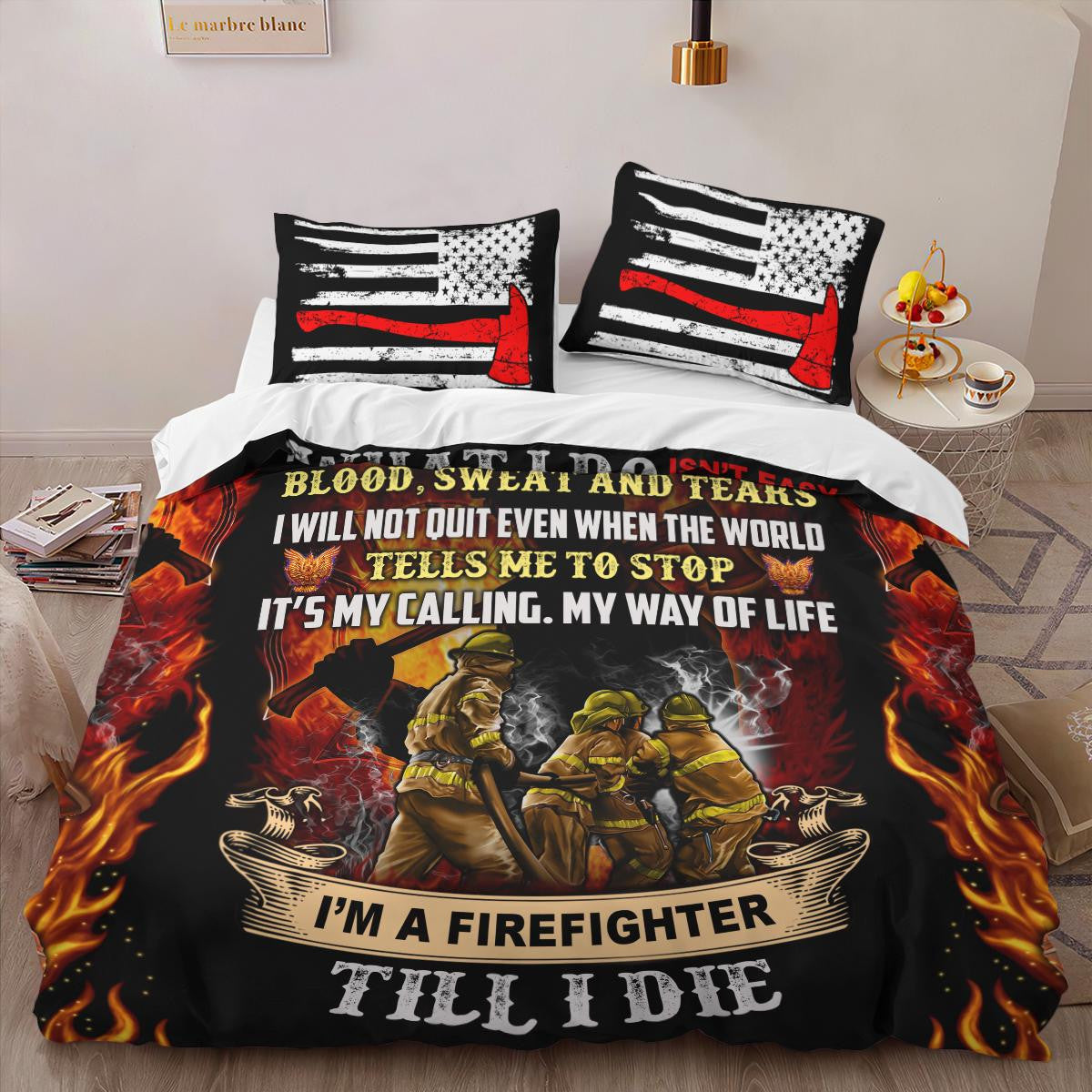 Firefighter Bedding Set What I Do Isn't Easy Or Safe Duvet Covers Black