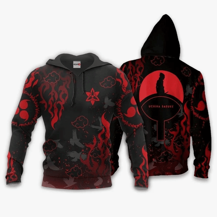Uchiha Sasuke Naruto Symbols  3d Hoodie Zip Hoodie