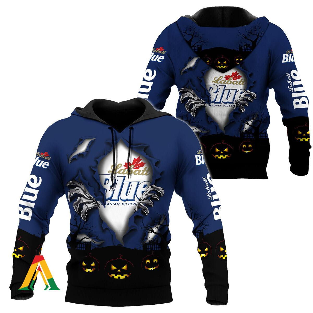 Scary Night Halloween Labatt Blue Hoodie & Zip Hoodie
