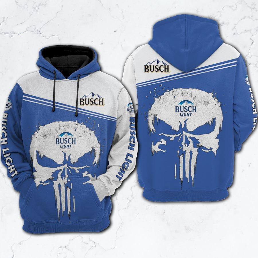 Busch Light Beer Fan Gift, Punisher Skull Busch Light Beer Aop Hoodie, Zip Hoodie, Fleece Jacket
