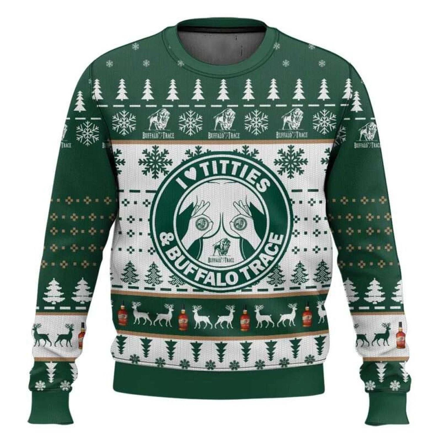 Buffalo Trace Titties Funny Ugly Christmas Sweater