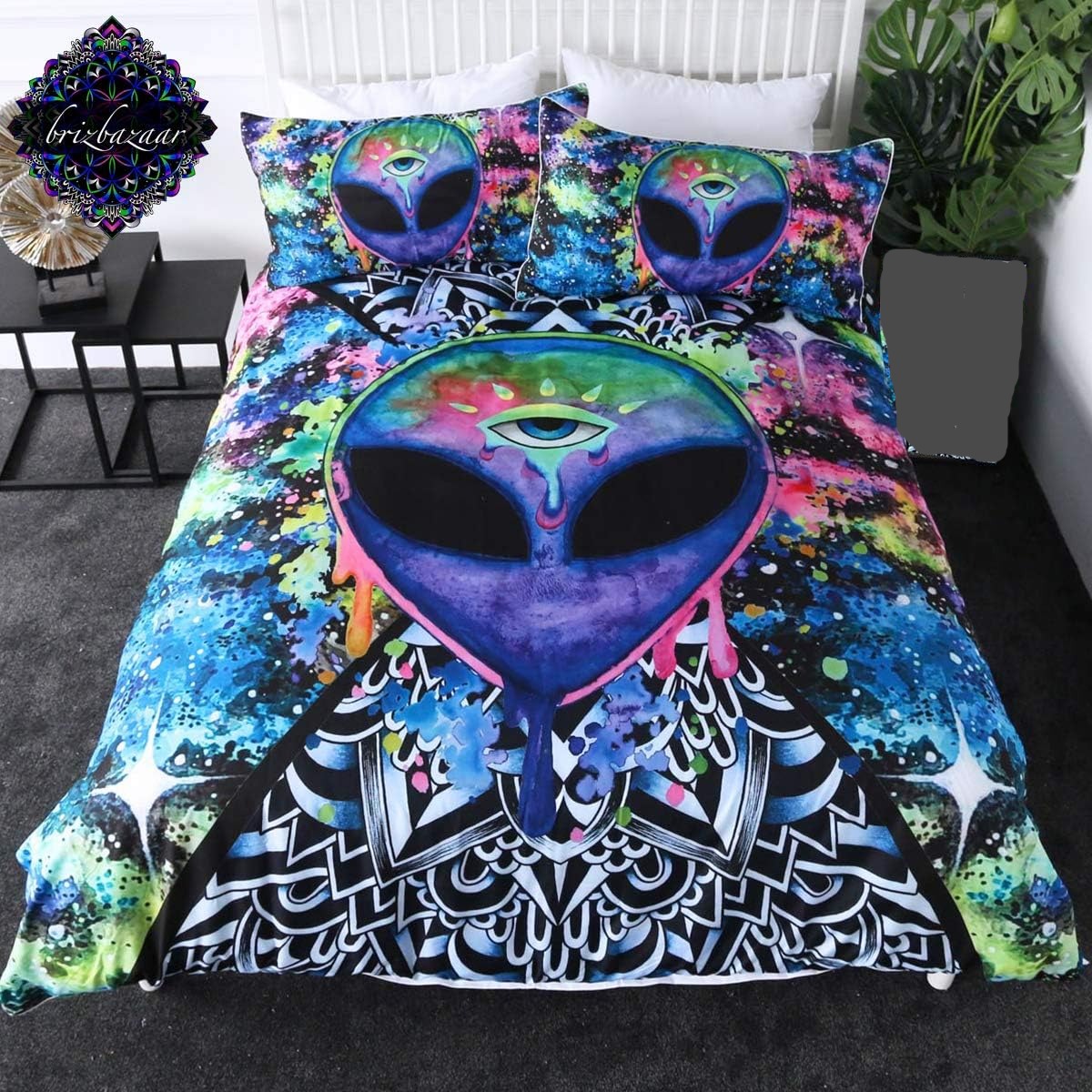 Alien Bedding Set Trippy Psychedelic Alien Art Duvet Covers