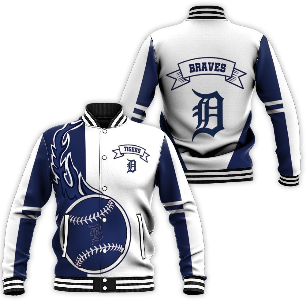 Detroit Tigers White Navy Baseball Jacket
