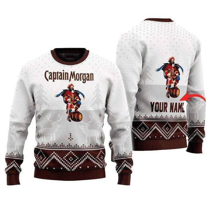 Personalized Captain Morgan Winter Reindeer Ugly Christmas Sweater