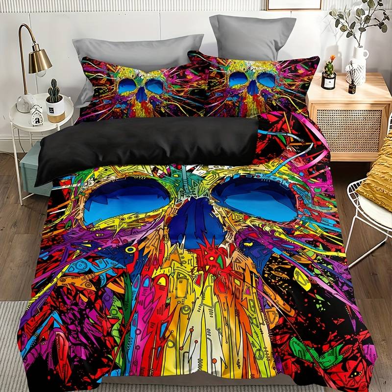 Skull Bedding Set Skull In Doodle Style Duvet Covers