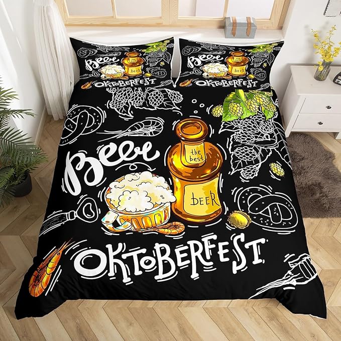 Beer Bedding Set Beer Oktoberest Beer Bottle Mug Duvet Covers