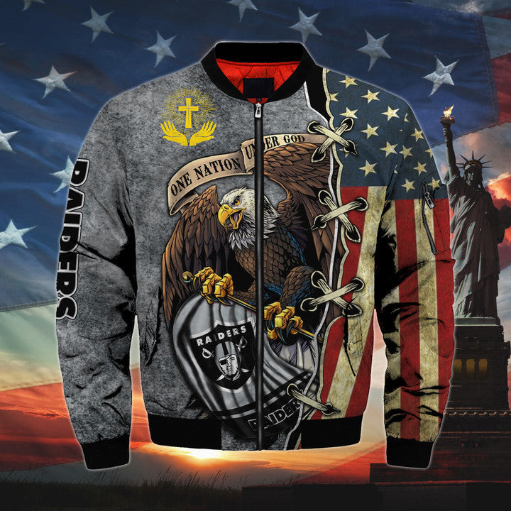 One Nation Under God Las Vegas Raiders Bomber Jackets