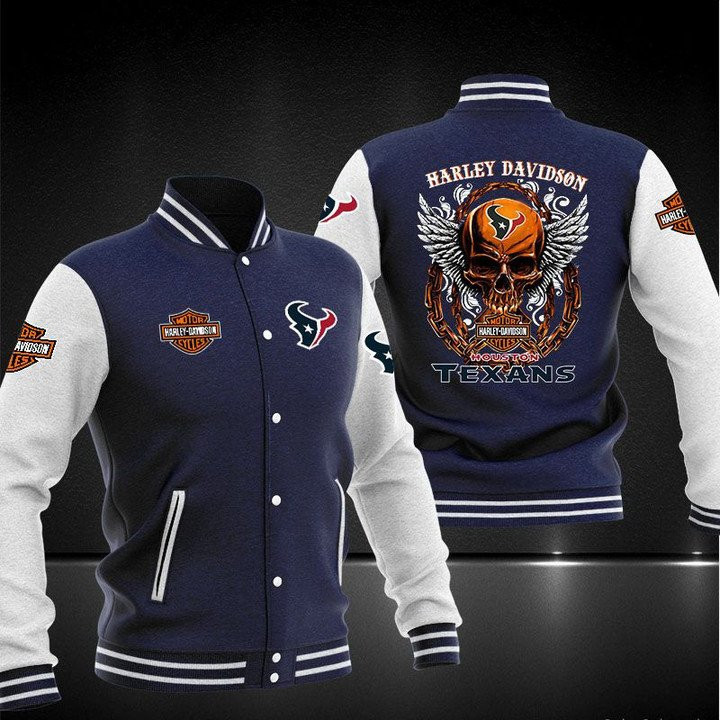 Houston Texans Navy Skull Baseball Jacket