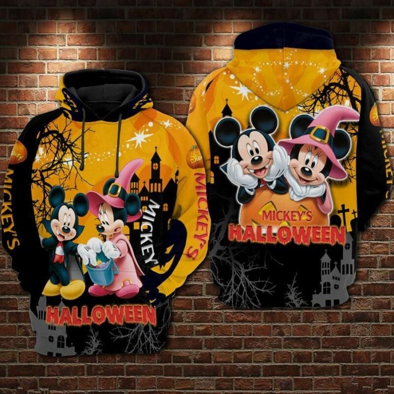 Mickey And Minnie Halloween Over Print 3d Hoodie Zip Hoodie