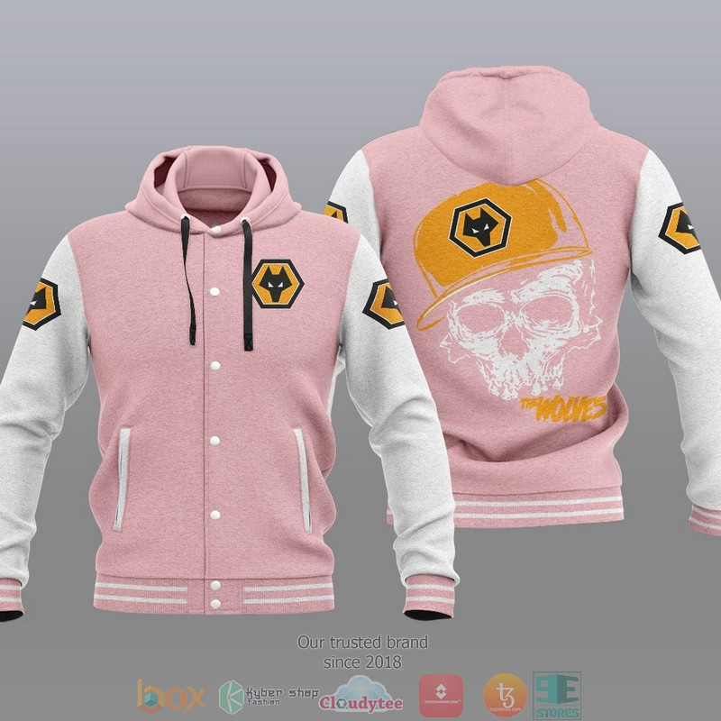 Wolverhampton Wanderers FC Pink Skull Baseball Jacket