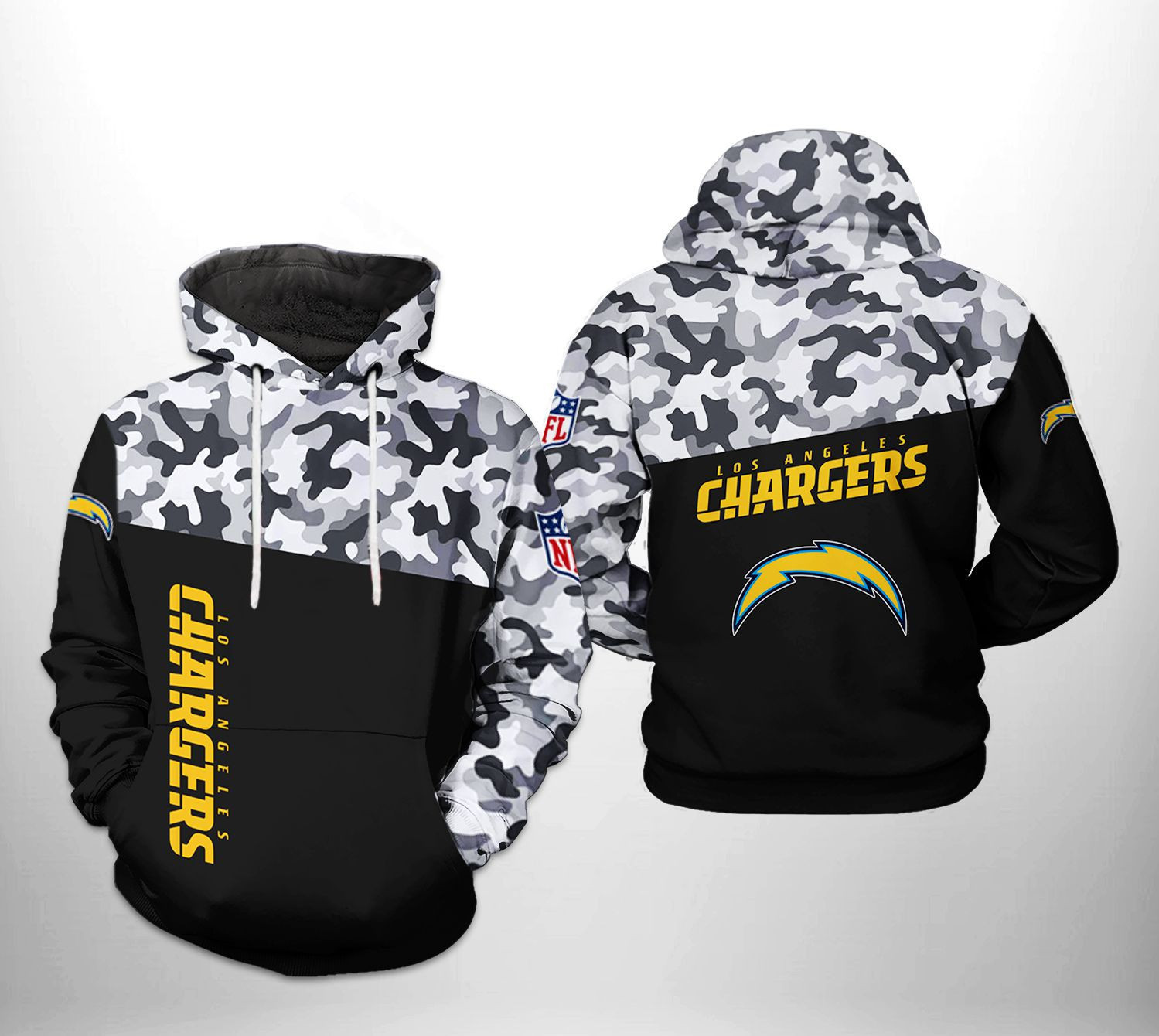 Los Angeles Chargers Camo Veteran Team 3D All Over Print Hoodie & Zip Hoodie