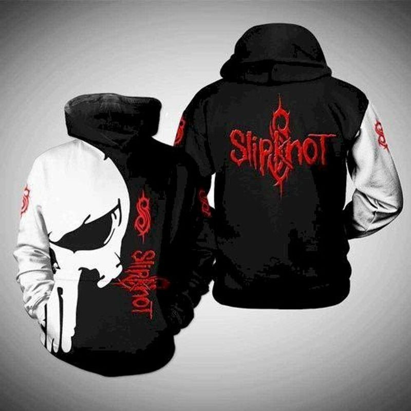 Slipknot Lovers Punisher White Logo Black Background 3d Hoodie