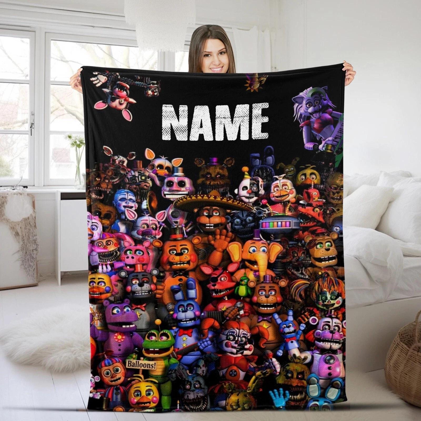 Custom Name Blanket Five Nights Freddy FNAF Tapestry Personalized Fleece Sherpa Blanket