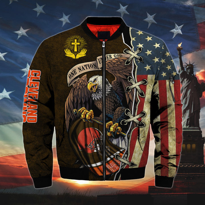 One Nation Under God Cleveland Browns Bomber Jackets