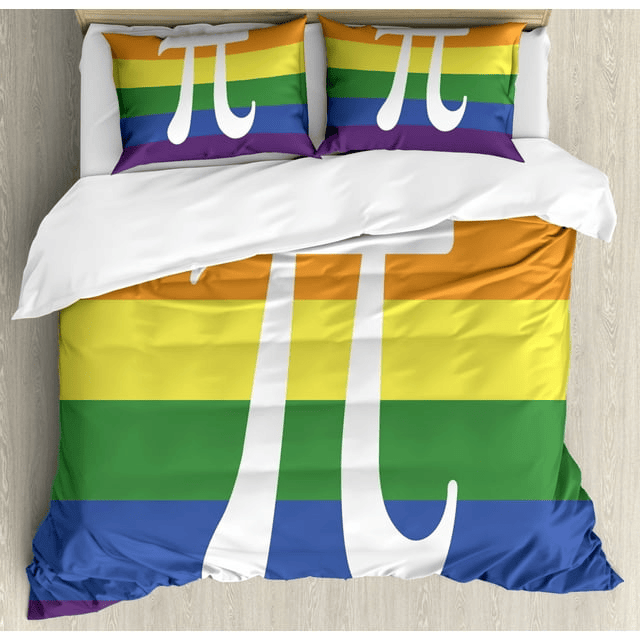 Pi Bedding Set Pi Symbol Rainbow Colors Lines Duvet Covers