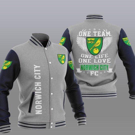 Norwich City FC Grey One Team Baseball Jacket