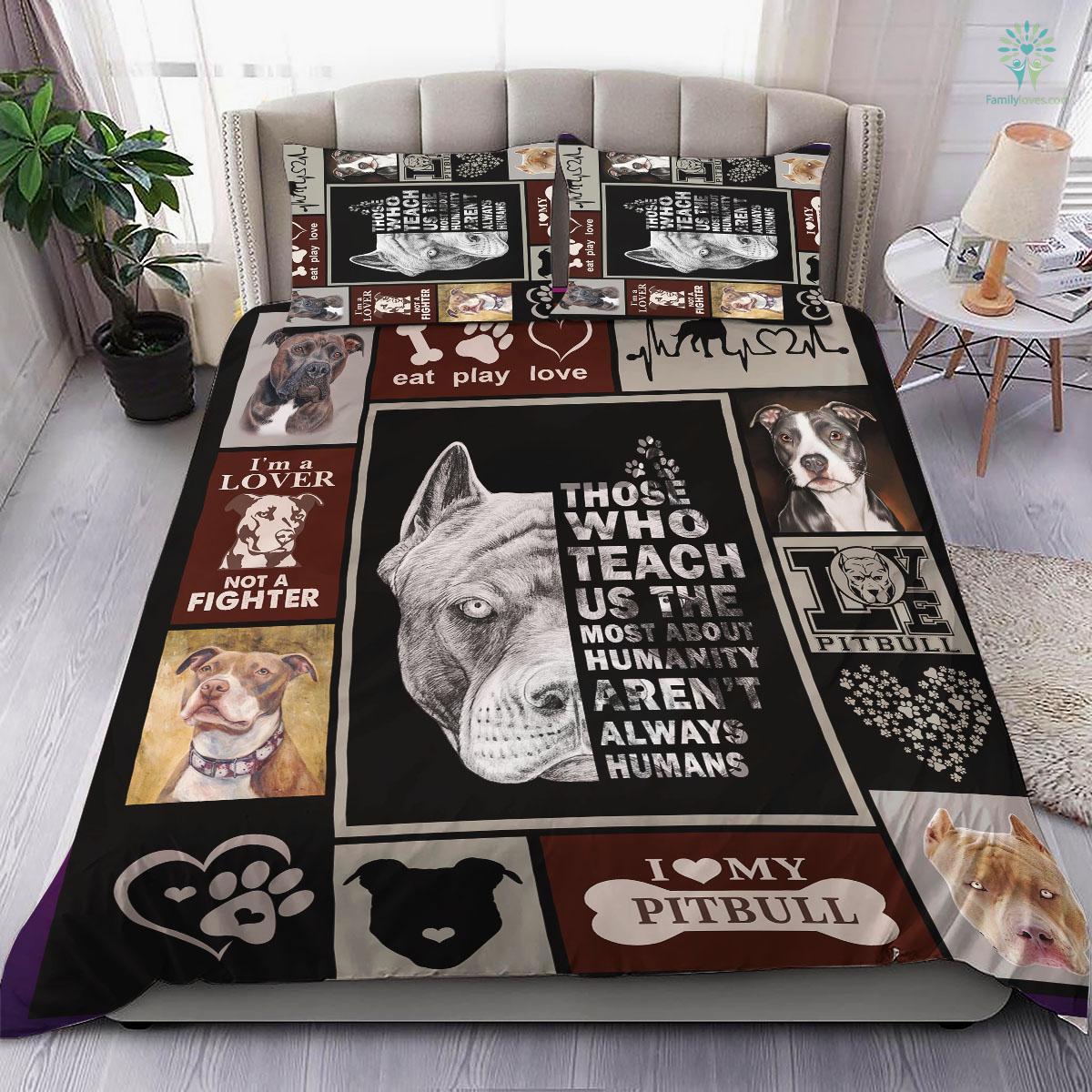 Dog Bedding Set I Love My Pitbull Dog Duvet Covers Black