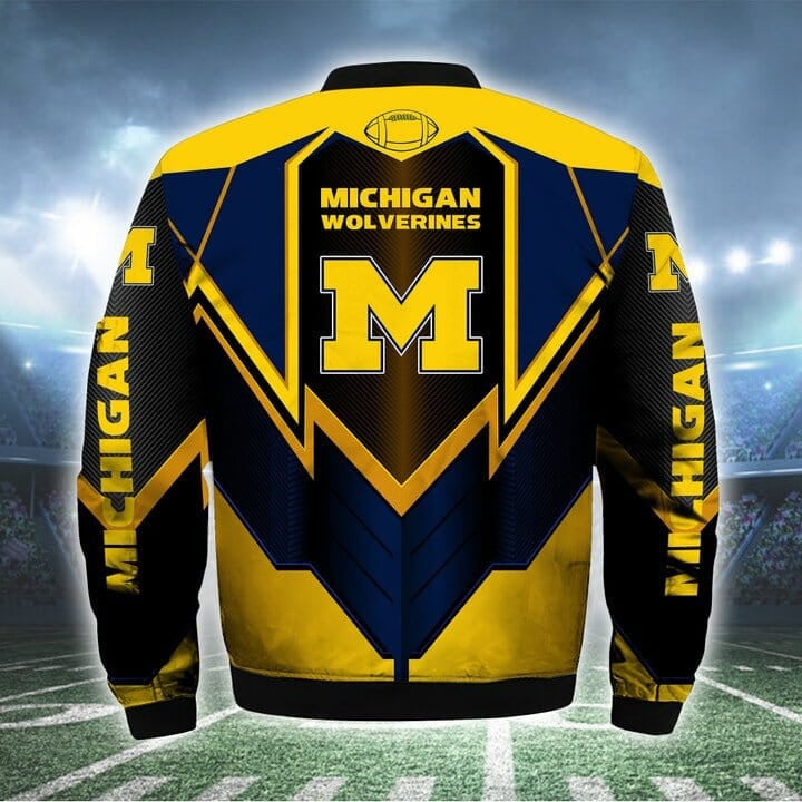 Michigan Wolverines Navy Blue Maize Bomber Jacket V2