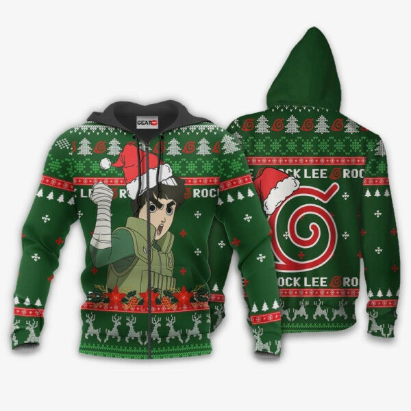 Rock Lee Ugly Christmas Naruto Anime 1k425 Cartoon Graphic Outfits Aop 3d Hoodie, Zip Hoodie 2063
