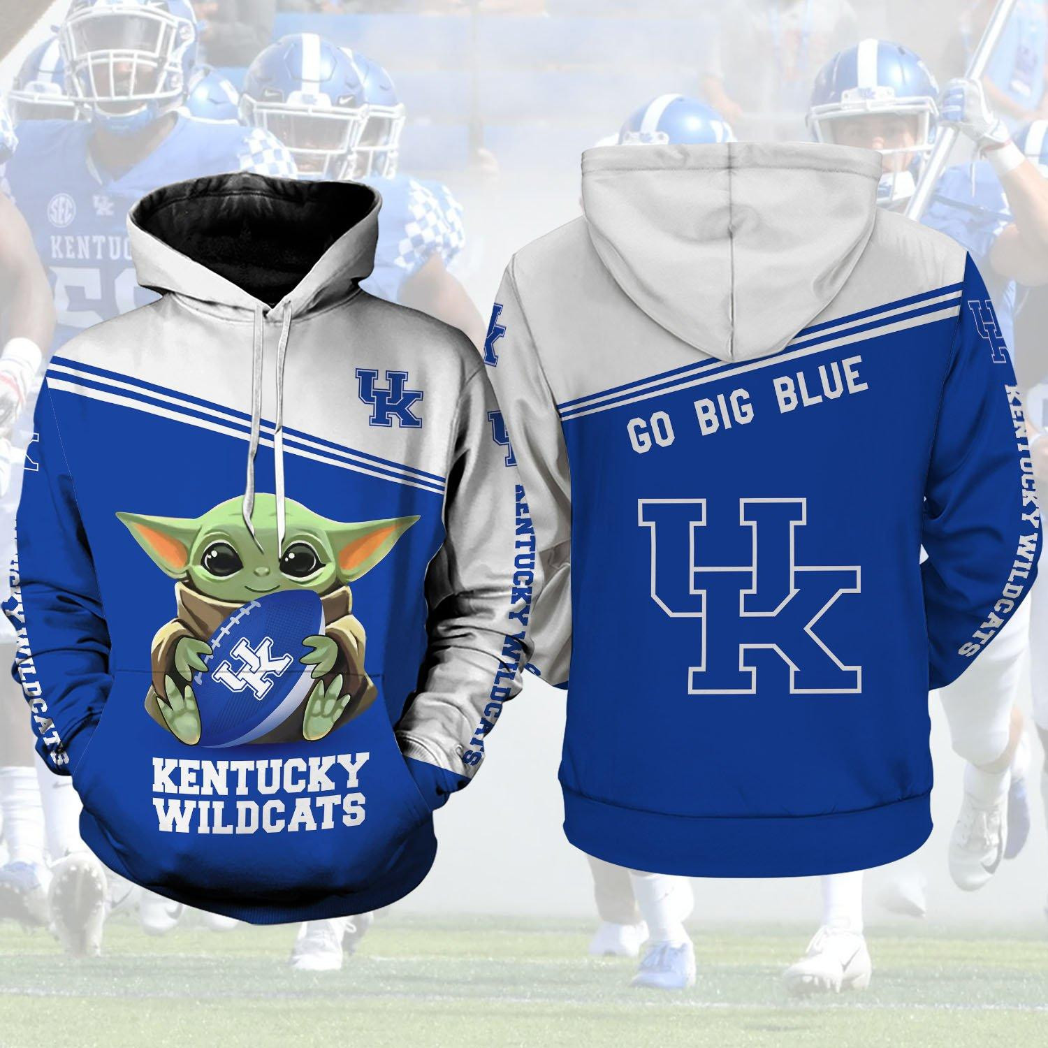 Kentucky Wildcats Lovers Baby Yoda 3D All Over Print Hoodie & Zip Hoodie
