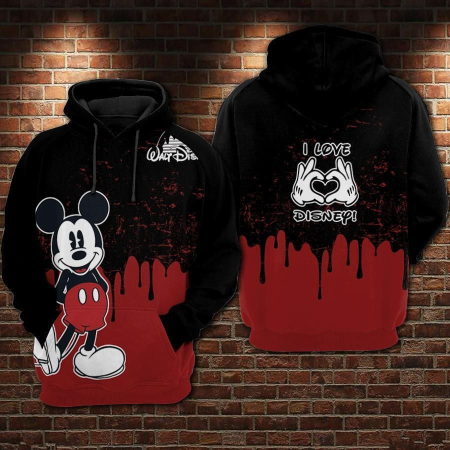 Mickey Mouse Movies I Love Over Print 3d Hoodie Zip Hoodie 387