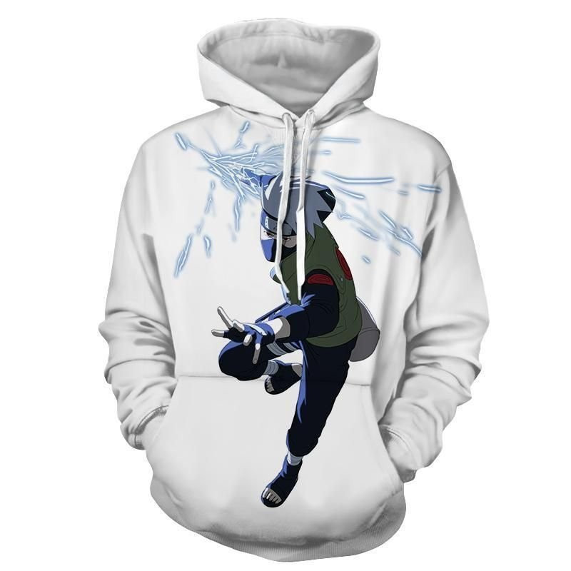 White Kakashi Chidori 3D All Over Print Hoodie & Zip Hoodie