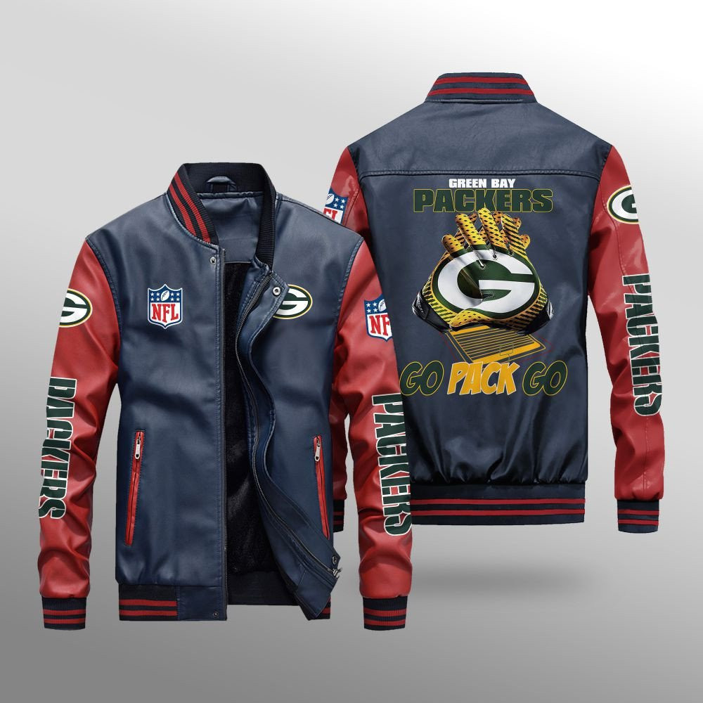 Green Bay Packers Leather Bomber Jacket BG64