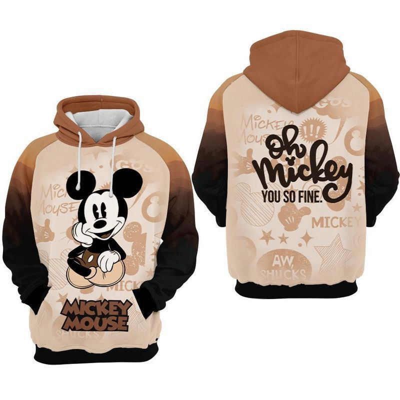 Micke Mouse Oh You So Fine Over Print 3d Hoodie Zip Hoodie