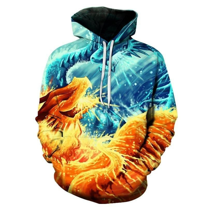 Fire & Ice Dragons 3d Hoodie Zip Hoodie