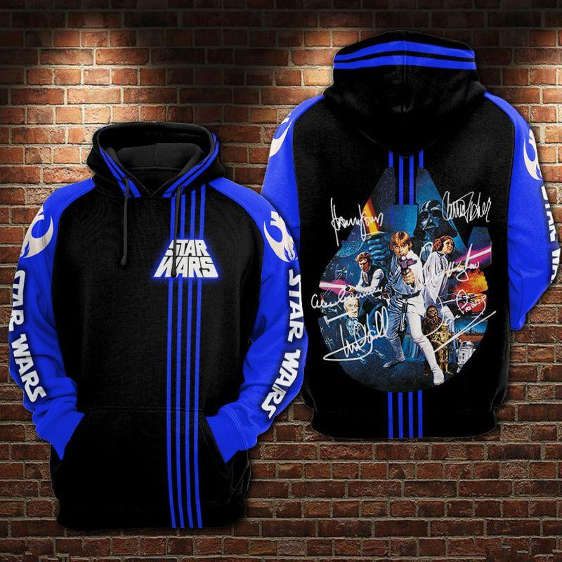 Star Wars Characters Signature Millennium Falcon Blue All Over Print Hoodie