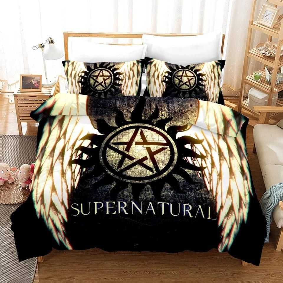 Supernatural Bedding Set Supernatural Symbol Star And Wings Duvet Covers