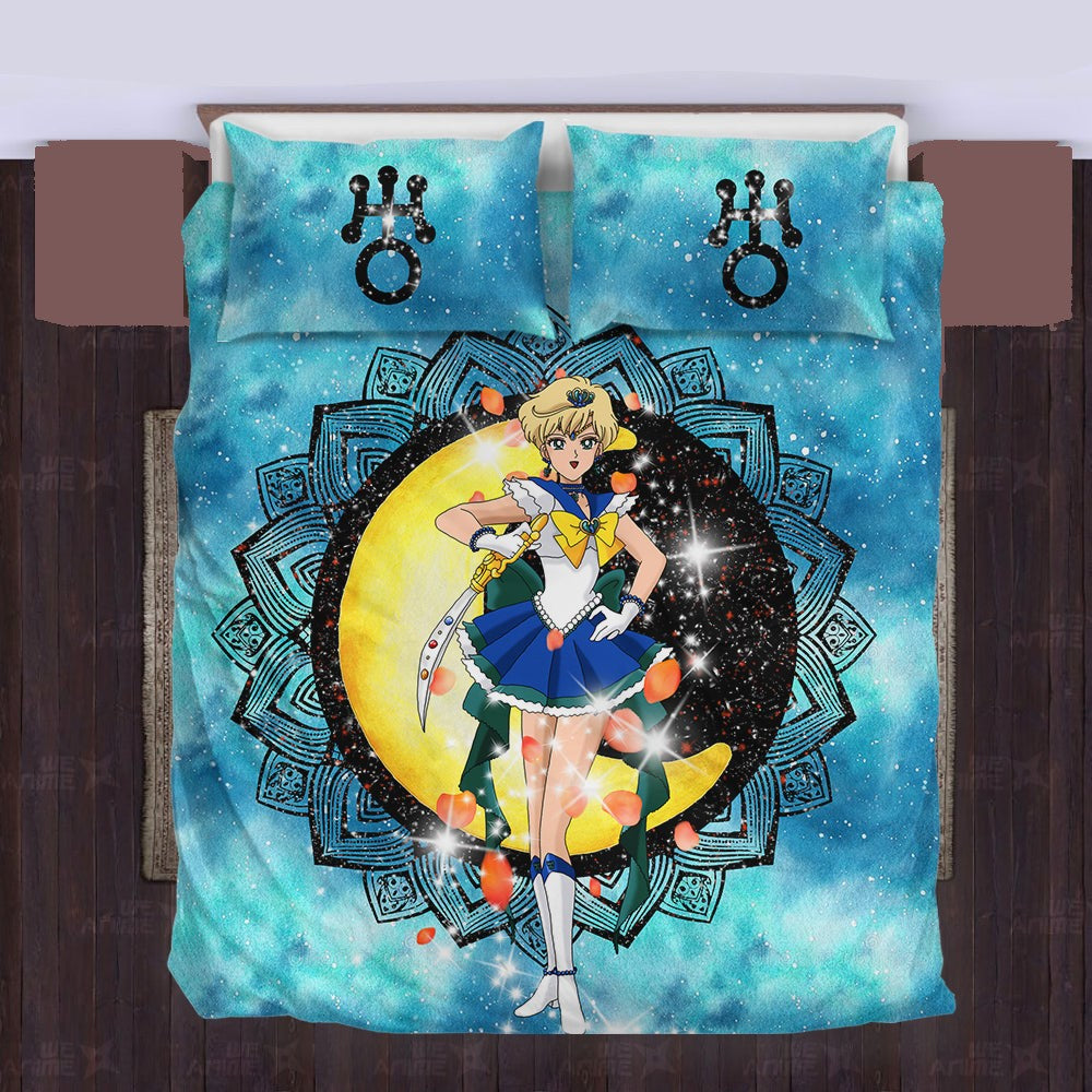 Sailor Moon Bedding Set Sailor Neptune Henna Flower Pattern Duvet Covers