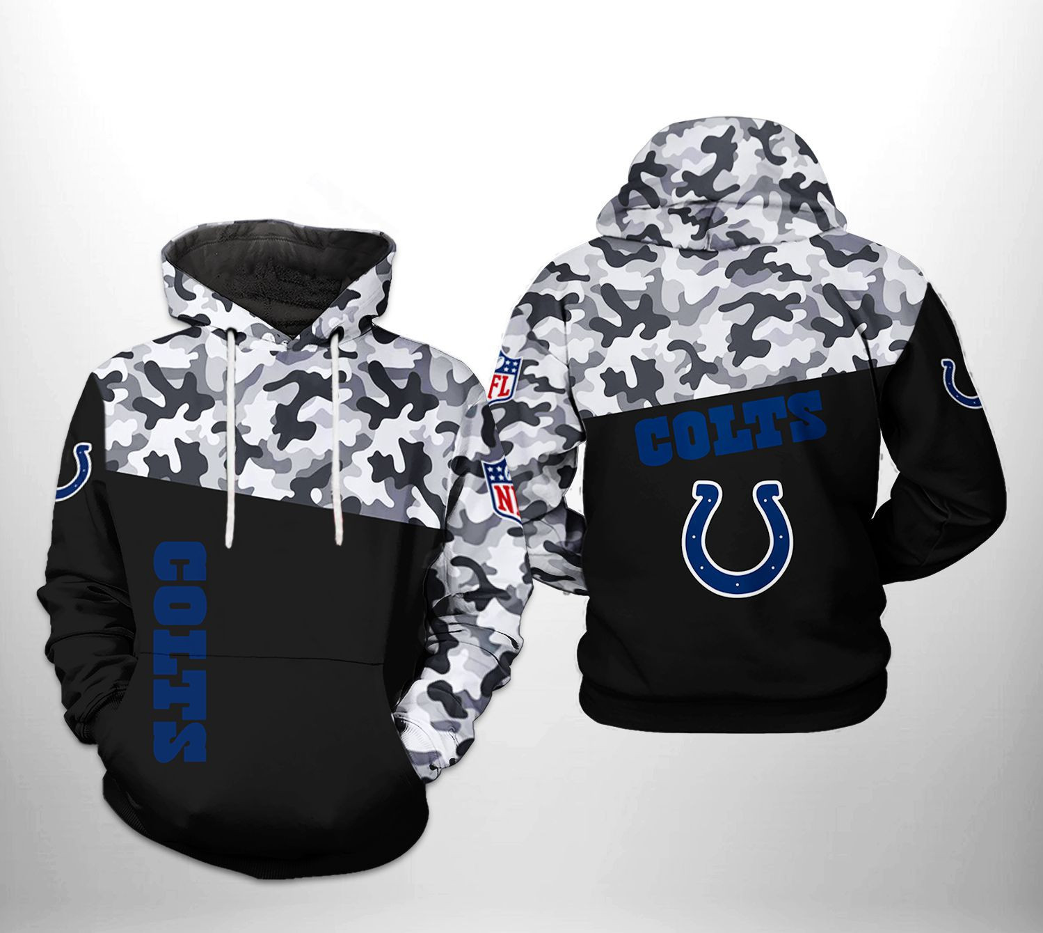 Indianapolis Colts Camo Veteran Team 3D All Over Print Hoodie & Zip Hoodie