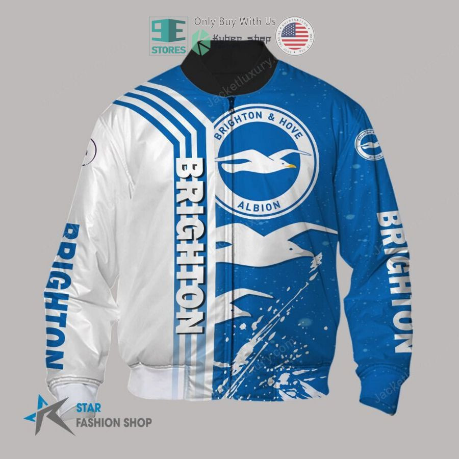 Brighton & Hove Albion FC White Blue Bomber Jacket