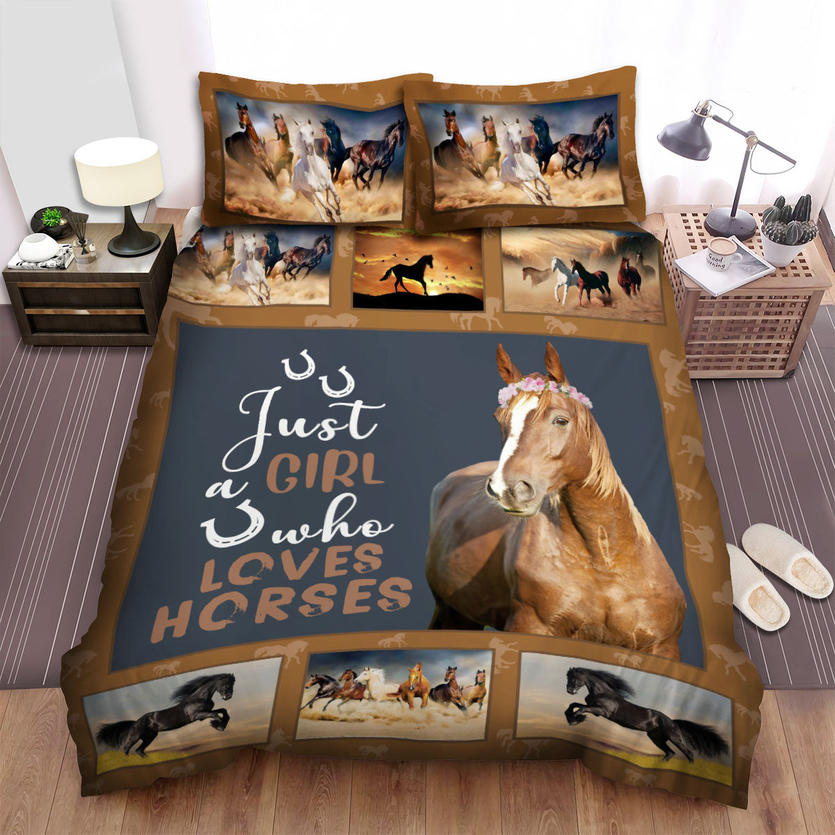 Horse Bedding Set Just A Girl Who Loves Horses Graphic Duvet Covers