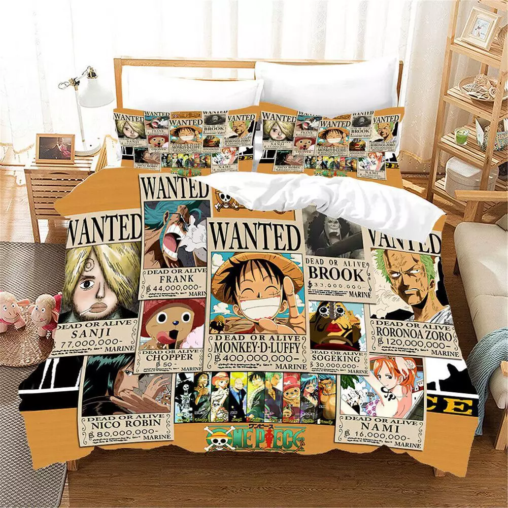 One Piece Bedding Set One Piece Character Wanted Paper Duvet Covers