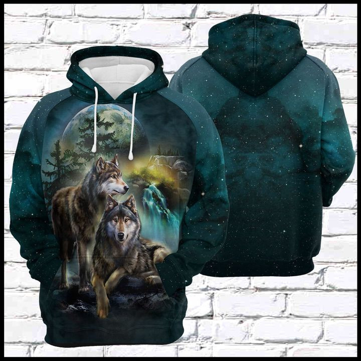 Gray Wolf Couple 3D All Over Print Hoodie & Zip Hoodie