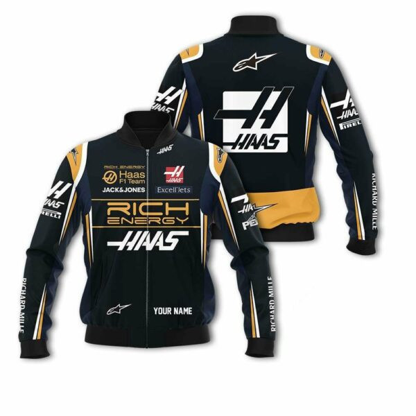Personalized Haas F1 Team Racing Rich Energy Bomber Jacket 893 13