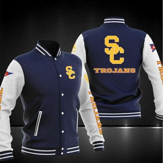 USC Trojans Navy Blue Baseball Jacket
